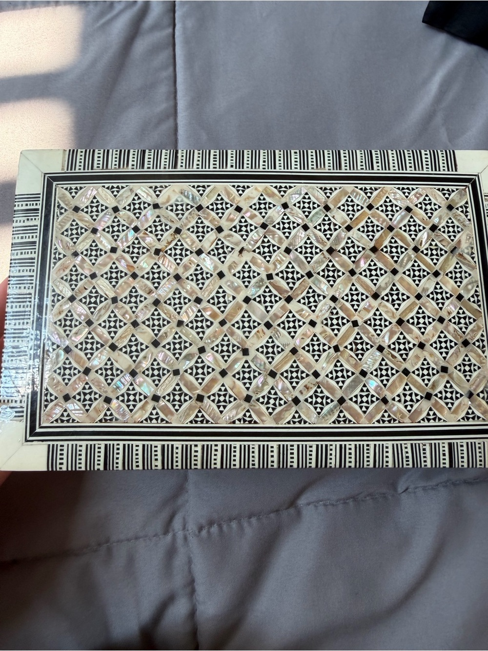 Handcrafted Ivory and Black Decorative Inlay Box - Home Accents made Egypt